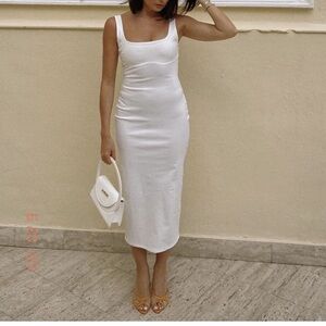 Zara White Sleeveless Midi Dress